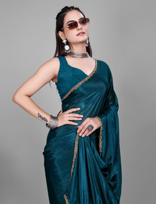 G GAJAL INTERNATIONAL Woven Kanjivaram Jimmy choo, Chiffon Saree(Blue)