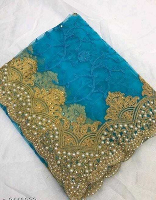 LUTAD FAB Embroidered Banarasi Net Saree(Brown)