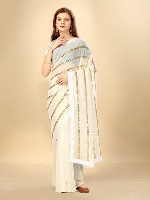 LADYSUTRA Embroidered Bollywood Georgette Saree(Multicolor)