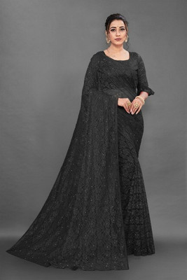 HouseOfCommon Self Design Bollywood Georgette Saree(Black)