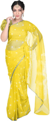 SainiVastra Self Design Bandhani Chiffon Saree(Yellow)