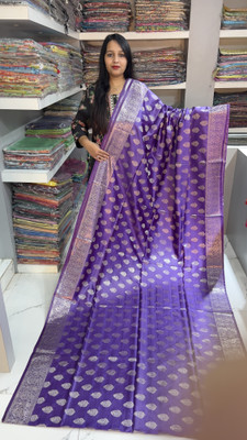 MOHEY DESI Woven Banarasi Dupion Silk Saree(Purple)