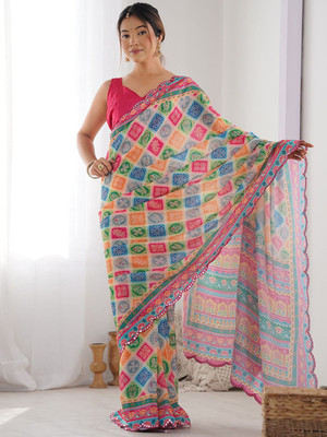 VILLAGIUS Printed Bollywood Georgette Saree(Multicolor)