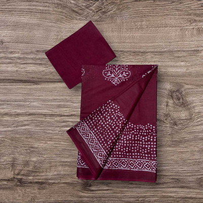 JANKI RAVI Printed Daily Wear Pure Cotton Saree(Maroon)