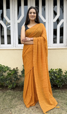 SICHYAH Striped Bollywood Georgette Saree(Mustard)