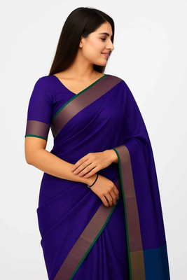 Kasturi Sarees Solid/Plain Bollywood Art Silk Saree(Blue)