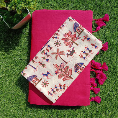 Amita Collections Printed Kalamkari Pure Cotton Saree(Multicolor)