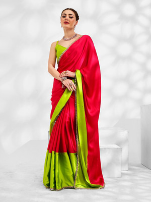 Panchvati NX Solid/Plain Bollywood Chiffon Saree(Pink)