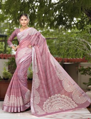 Gajal Printed, Woven Kanjivaram Pure Cotton, Cotton Linen Saree(Magenta)