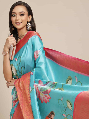 Divastri Digital Print Banarasi Art Silk Saree(Light Green)