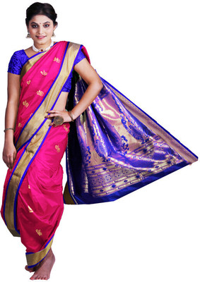 HouseOfCommon Woven Paithani Art Silk Saree(Pink)
