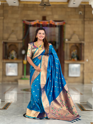 Zeekha Woven Paithani Silk Blend Saree(Multicolor)