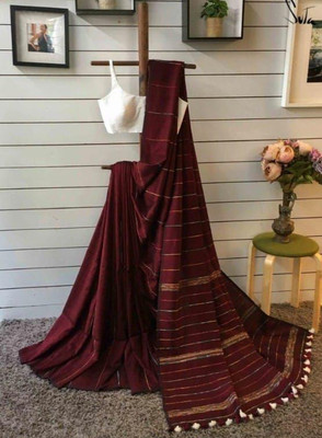 Moumitasaree Solid/Plain Tant Pure Cotton Saree(Maroon)