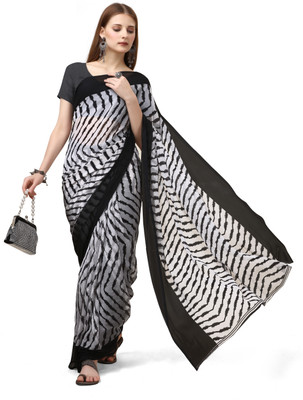 Sanjana Silks Printed Mysore Georgette Saree(Cream)