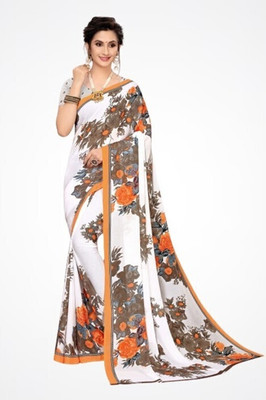 Suali Printed Daily Wear Georgette Saree(Orange)