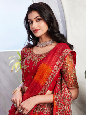 Sareemall Embellished Bollywood Georgette Saree(Red)