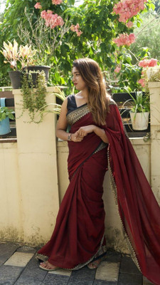 ACHOL Woven Handloom Pure Cotton Saree(Maroon)
