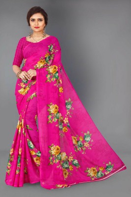 SVB Sarees Printed Banarasi Georgette Saree(Pink)