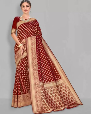 Saadhvi Woven Bollywood Pure Silk Saree(Maroon)