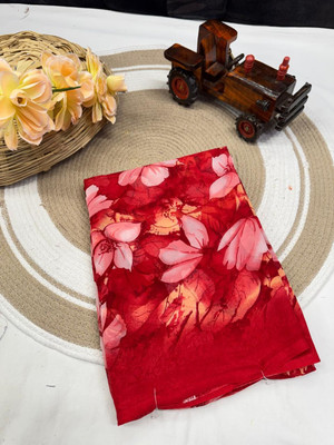 HouseOfCommon Floral Print Bollywood Georgette Saree(Red)