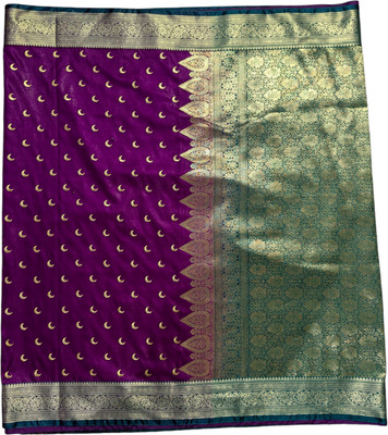 satrangi creation Embroidered Banarasi Handloom Jacquard Saree(Blue)