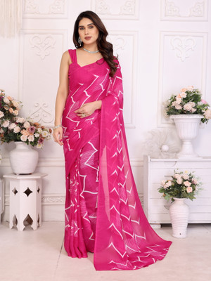AAI LAXMI CREATION Digital Print, Printed Daily Wear Georgette Saree(Pink)