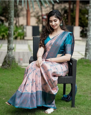Zenophily Woven Kanjivaram Art Silk Saree(Pink)