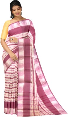 Rankit fashion Printed, Self Design Tant Pure Cotton Saree(Beige, Purple)