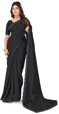 SkyFlock Self Design Bollywood Georgette Saree(Black)