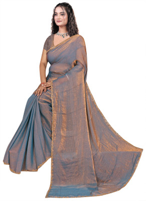 Chandan Fabrics Self Design Bollywood Chiffon Saree(Blue)