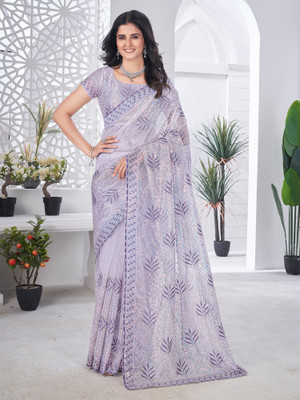 ANOUK Embellished Bollywood Net Saree(Purple)