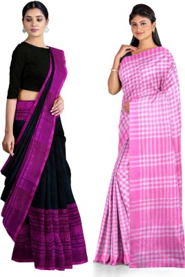 Ganesh plastic and industry Woven Handloom Cotton Silk Saree(Pack of 2, Multicolor)