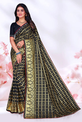 sarees Printed, Woven, Self Design Bollywood Georgette, Silk Blend Saree(Black)