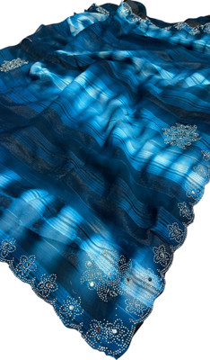MINE CHOICE Self Design, Striped Bollywood Georgette Saree(Dark Blue)