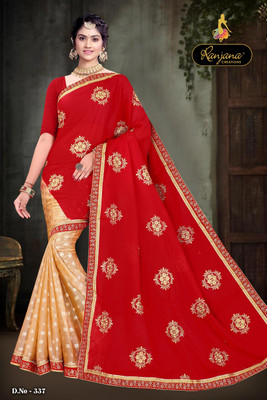 RANJANA CREATION Self Design Bollywood Net Saree(Red)