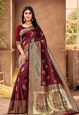 HouseOfCommon Woven Banarasi Jacquard Saree(Green)