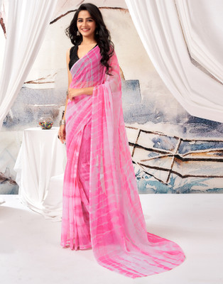 all about you Printed Daily Wear Chiffon Saree(Pink)