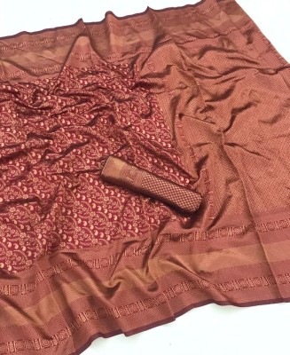 Bansari Textiles Woven Daily Wear Jacquard, Art Silk Saree(Maroon)
