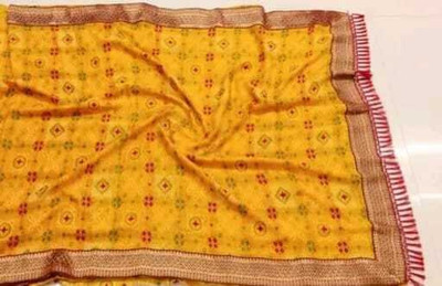 ZENFAB THREADS Embroidered, Self Design Bollywood Georgette, Lace Saree(Yellow)
