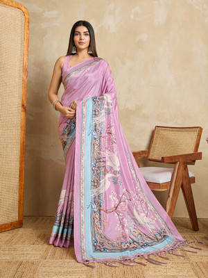 VED CREATION Printed Handloom Silk Blend Saree(Multicolor)
