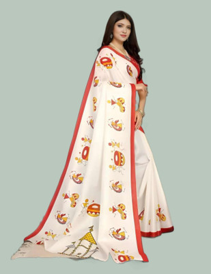 ShriLakshmis Printed Kanjivaram Pure Silk Saree(White)