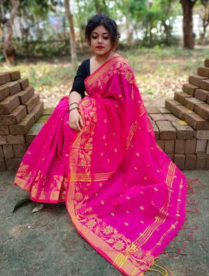 suman collection Embellished Daily Wear Silk Blend Saree(Pink)