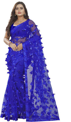 bheru bhawani saree Embroidered Bollywood Net Saree(Blue)