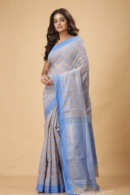 Grivana Self Design Handloom Handloom Cotton Blend Saree(Light Blue)