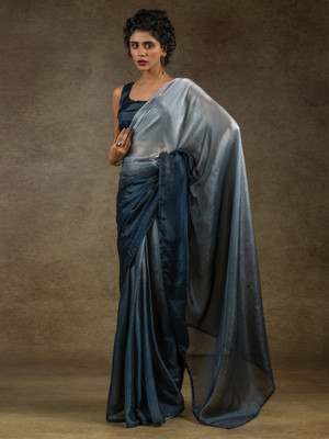 Divastri Ombre Bollywood Satin Saree(Grey)