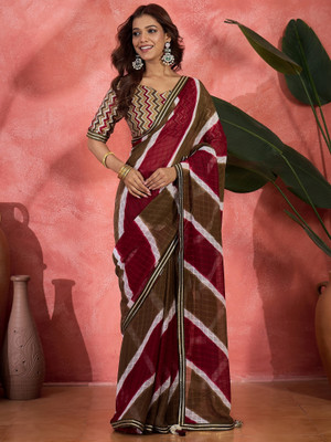 Dori Printed Bollywood Chiffon Saree(Maroon)