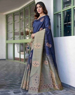 pavanputra fab Self Design Kanjivaram Jacquard Saree(Blue)