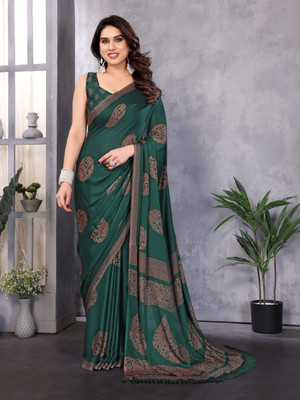 Divastri Printed, Blocked Printed Daily Wear Chiffon, Georgette Saree(Green)