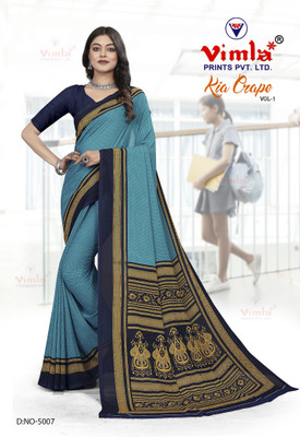 Vimla Printed Daily Wear Crepe Saree(Blue)