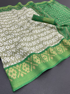 Kjs Woven Pochampally Cotton Silk Saree(Multicolor)